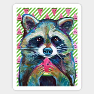 CUTE RACCOON WITH WATERMELON Sticker